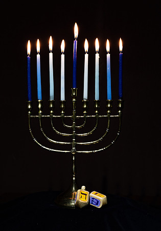 Menorah with Dreidels